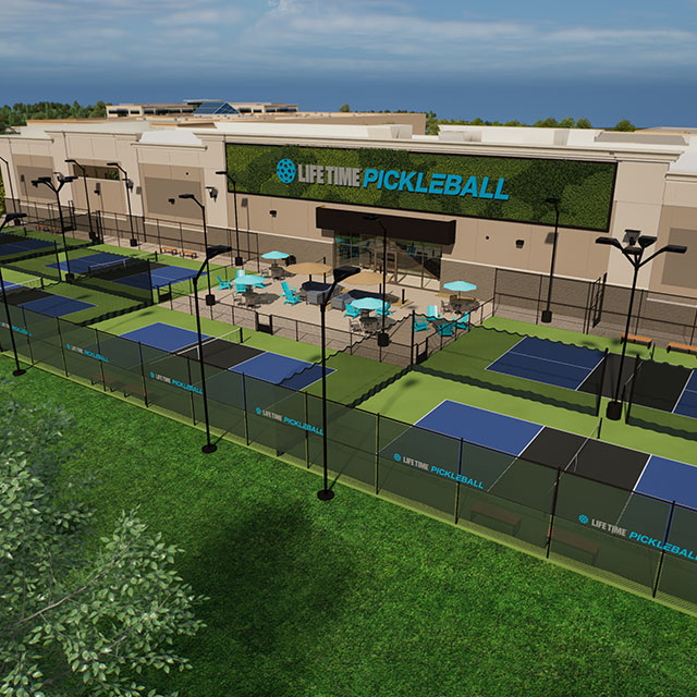 Building exterior at the Life Time Chanhassen Pickleball Complex