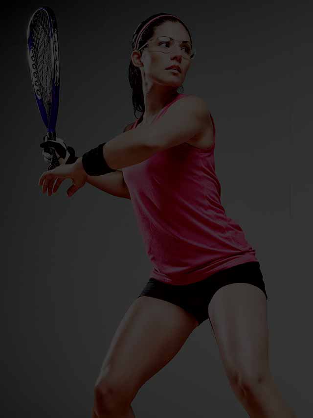 Image of a woman in racquetball gear